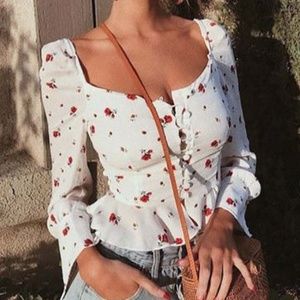 Pack of 3! Sweet Floral Button Up Boho Blouse